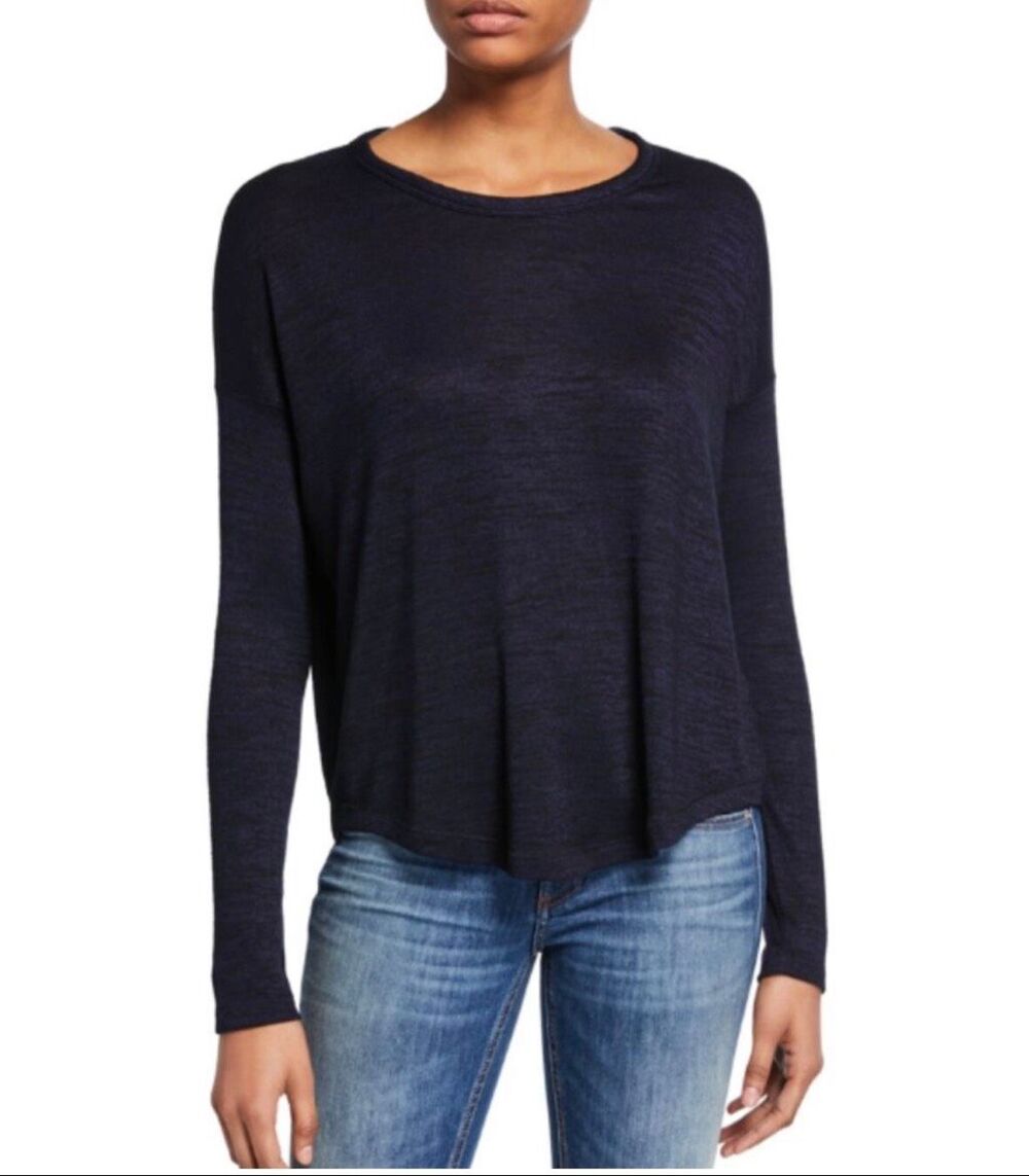Rag & Bone $168 Hudson Lightweight Knit long sleeve Top marbled blue black S NEW